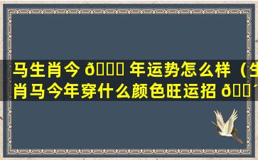 马生肖今 🍁 年运势怎么样（生肖马今年穿什么颜色旺运招 🌴 财）